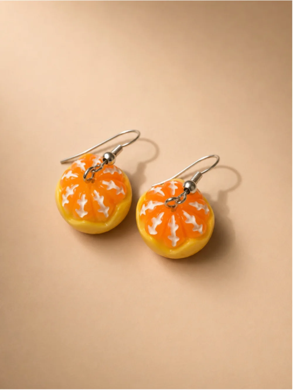 Women's Unbranded Orange Fruit Slice Earrings One Size Orange White